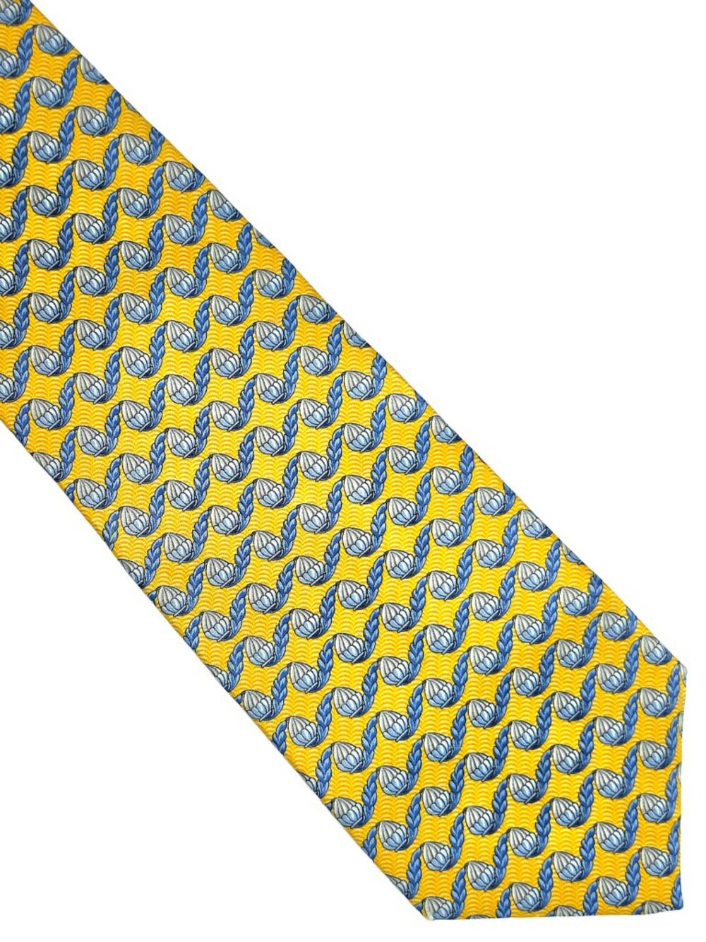 Faberge Yellow Blue Eggs Leaves Striped Silk Tie Necktie 4 x 58